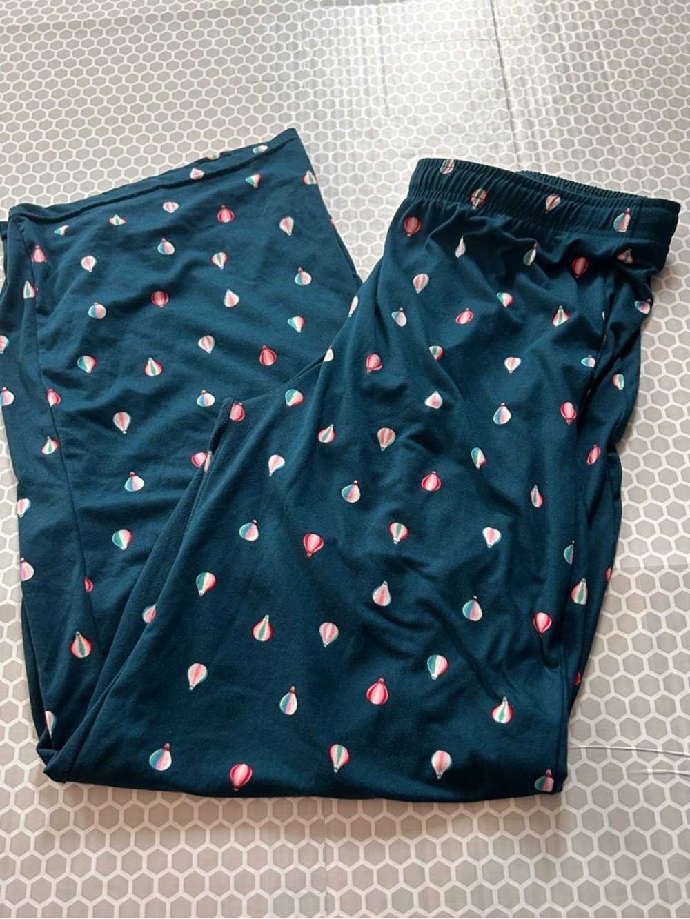 Hello Mellow Navy Blue Hot Air Balloon Print Pajama Bottoms Size XL